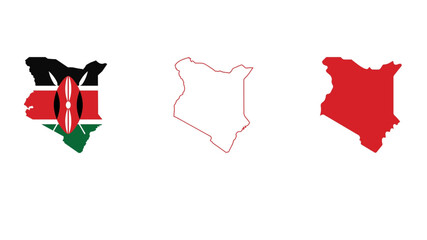 Set of Kenya  map isolated on white background, illustration design