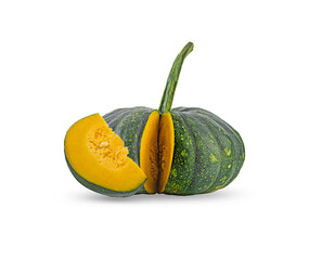 fresh pumpkin and slice isolated on a white