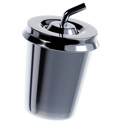 Chrome Plastic Cup with Straw Illustration
