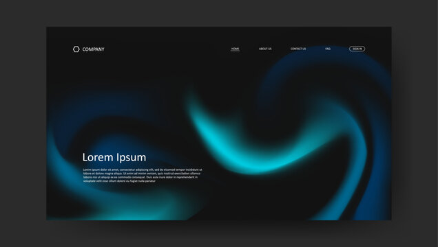 Abstract wave futuristic design of landing page. retro gradient mesh website design	