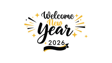 Welcome New Year 2026 Typography Design – Modern Festive Greeting Vector