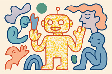 Fototapeta premium Smart Bot Waving Hand