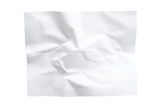 Crumpled white paper with multiple folds, textured and wrinkled surface suitable for artistic backgrounds or conceptual design projects. - Powered by Adobe