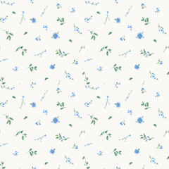 Watercolor Flowers Seamless Pattern Pattern on Light Background

