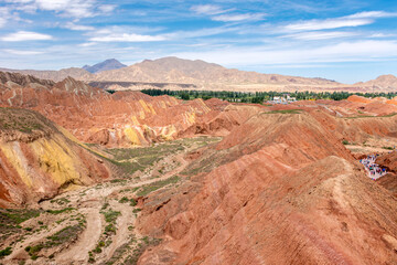 Colorful Layers of Zhangye Danxia Rainbow Mountains, China