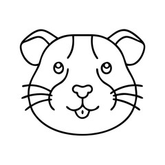 Cute cartoon hamster face line art for children's drawings