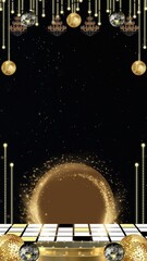 Wedding Sangeet Invitation Black Gold Decorative Indian Blank Card Background