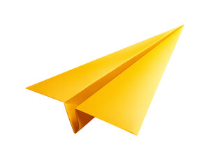 Yellow Paper Airplane isolated on a transparent background 