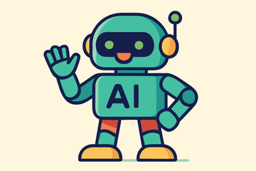 Obraz premium Smart Bot Waving Hand