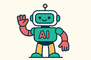 Fototapeta premium Smart Bot Waving Hand