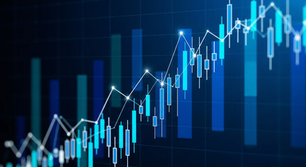 Fototapeta premium Financial Chart Bull Market with Rising Trend