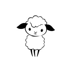lamb. lamb simple black and white line art vector logo