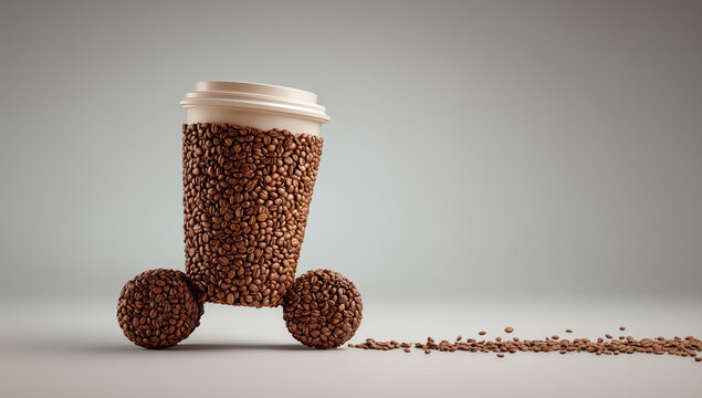 Studio photo of Turkish coffee pot on neutral background