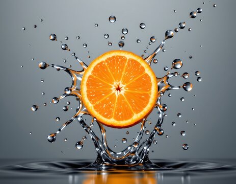 Vibrant Orange Burst with Water Droplets Motion
