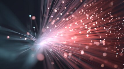 Obraz premium Abstract digital light burst with vibrant colors and glowing particles creating a dynamic visual experience.