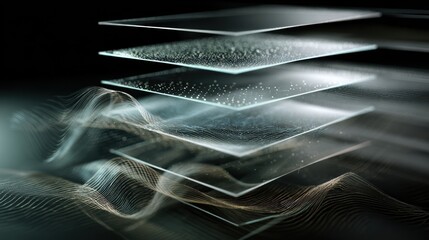 Abstract representation of layered materials showcasing innovation and digital advancements in modern technology.