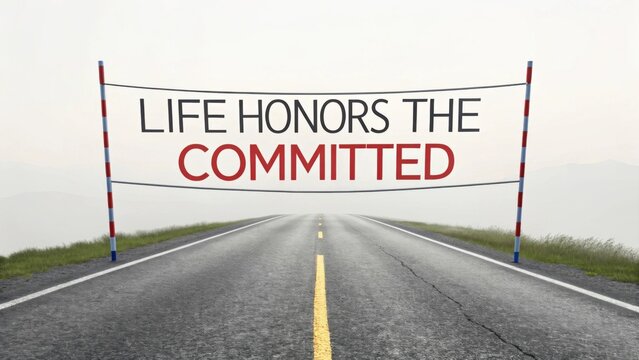 A Road Leading Towards Finish Symbolizing Life's Commitment