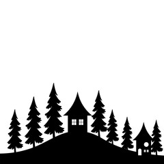 Obraz premium Winter Village Silhouette Icon