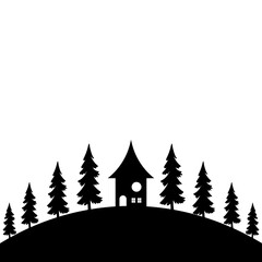 Fototapeta premium Winter Village Silhouette Icon