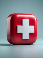 Obraz premium Cross icon on red square background, contemporary style