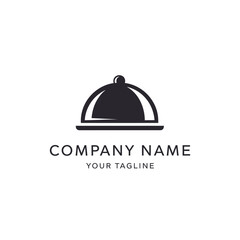 Minimalist food cloche serving dome logo for restaurant business.