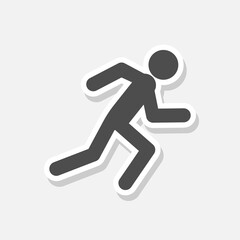 Running man icon sticker isolated on gray background