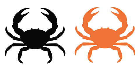 set of crab silhouette, vector illustration 