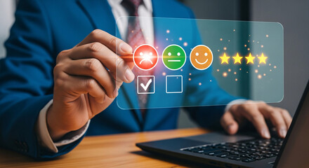 Businessman Working on Digital Hologram Interface