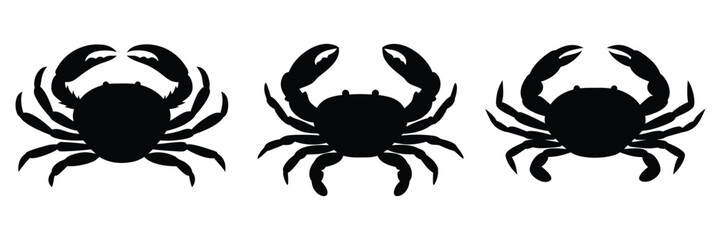 set of crab silhouette, vector illustration 