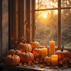Autumn Glow — Pumpkins & Candles by the Window