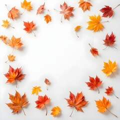 : Autumn Palette — Colorful Leaves on White