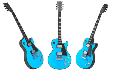 Set of electric acoustic guitar isolated on white background.