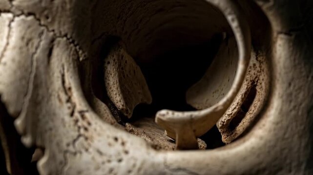 Detailed Macro Shot Of An Ancient Human Skull Eye Socket.