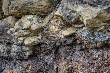 Weathered basalt. Koʻolau Range / shield volcano. Moanalua Valley & Moanalua Ridge Trail to the Haiku Stairs (Stairway To Heaven), Honolulu, Oahu, Hawaii. Koolau Basalt / Tholeiitic basalt. Oxidized