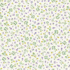 Watercolor Flowers Seamless Pattern Pattern on Light Background