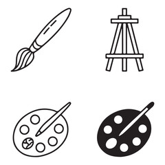 Painting tools silhouette set
