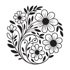Elegant black floral ornament collection,  greeting cards, logos, patterns, and vector art projects.