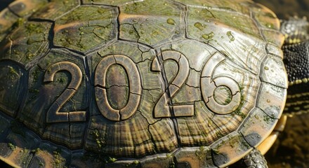 Fototapeta premium Close-up of a turtle's shell with the numerals 