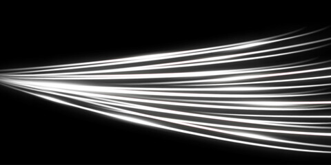 White glowing speed stripes. Traces of movement of a car. Abstract vector.