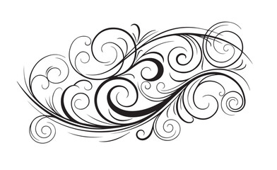 Fototapeta premium black swirls and curls form an intricate pattern against a white background. The design features a series of interwoven, flowing lines with varied thickness
