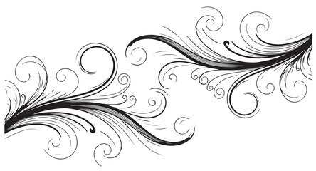 Fototapeta premium An ornate floral swirl or flourish design vector. Intricate black swirl patterns on a white background create an elegant design
