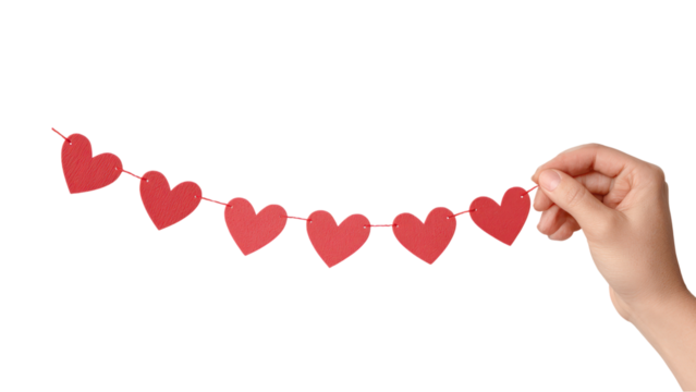 Hand Holding Heart Garland: Love & Valentine's Day Concept - Powered by Adobe