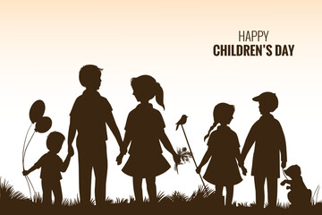 Hand drawn illustration for happy childrens day celebration background
