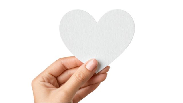 Hand Holding White Paper Heart: Romance, Love & Affection