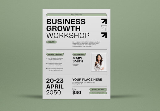 White Utilitarian Business Growth Workshop Flyer US Letter