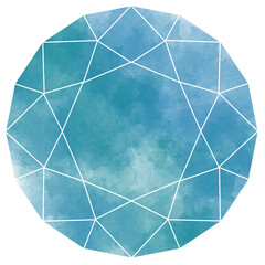 濃い青と水色のジルコンカット水彩素材