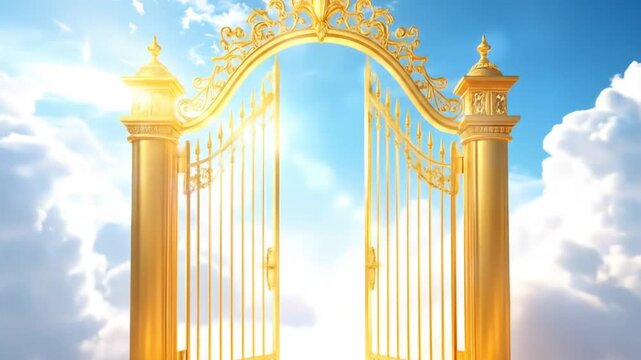 Golden Gates to Heaven opening to sunlight.