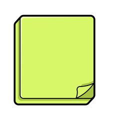 Lime Green Sticky Note Pad Illustration with Peeled Corner