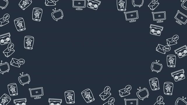 Technology Communication Pattern Animation with Copy Space on Dark Blue Background