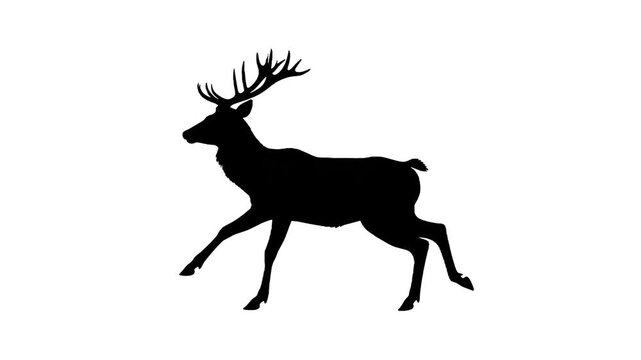 Deer Silhouette: A striking silhouette of a majestic deer, captured in mid-stride, showcasing the animal's graceful form and powerful antlers.